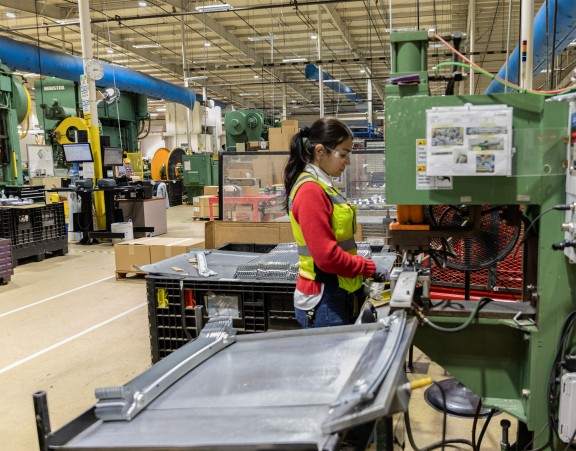 employees in warehouse interior